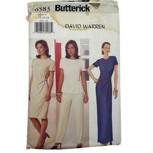 Butterick 6583 David Warren Sewing Pattern Misses Top Dress & Pants Sizes 12-14-